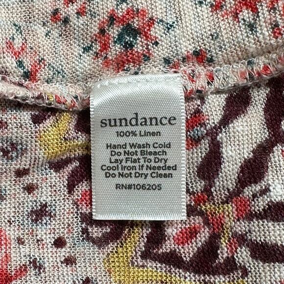 Sundance Top Womens XS Red Cream Josette 100% Linen Geometric Boho Beachy Summer - Picture 7 of 7
